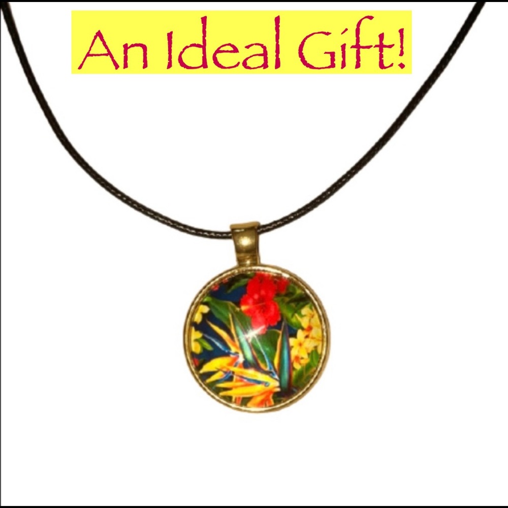 GARDEN OF FLOWETS CABOCHON ON CORDING